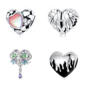 Handmade 925 Sterling Silver Angel Elves Pendant - Opal Feather Heart Charm Wholesale Colorful Boho Fine Jewelry