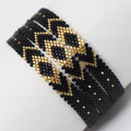 Handmade Black Miyuki Beads Bracelet with Geometric Pattern Custom Jewelry Wrap for Men Perfect Gift