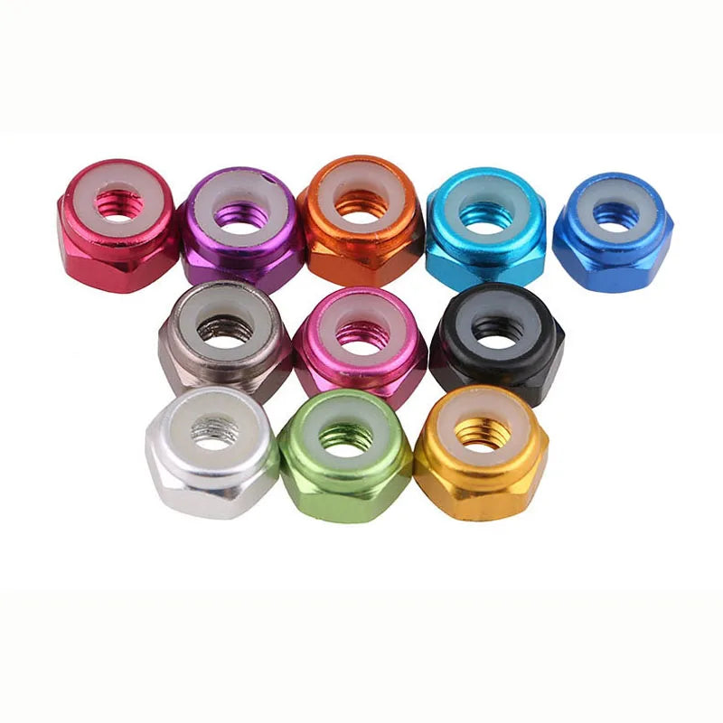 M4 M5 M6 M8 M2 M3 Aluminum Colorful Alloy Aluminum Nylon Insert Self-Lock Nuts Hex Lock Nut for RC MegaBDM