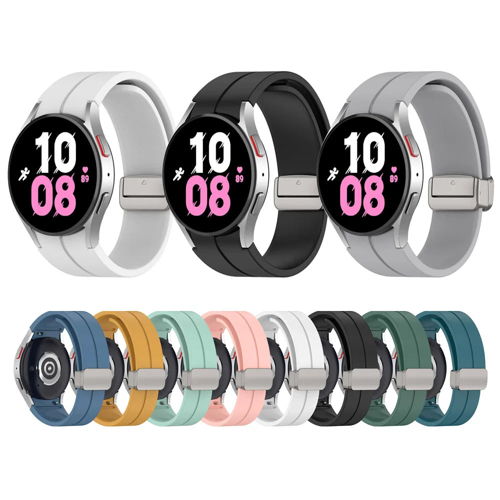 Silicone Strap for Samsung Galaxy Watch 5 Pro Bands Original Folding Buckle Bracelet for Galaxy Watch 4 Classic Smartwatch