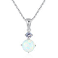 Hot Sale 925 Sterling Silver Natural Round Opal Pendant Necklace for Women