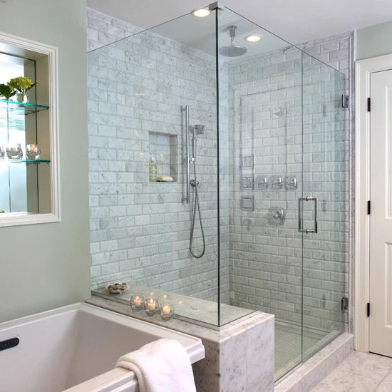 Luxury Square Tempered Glass Rectangle European Hinge Frameless Shower Room Hotel Sliding Glass Door Stainless Steel Handle