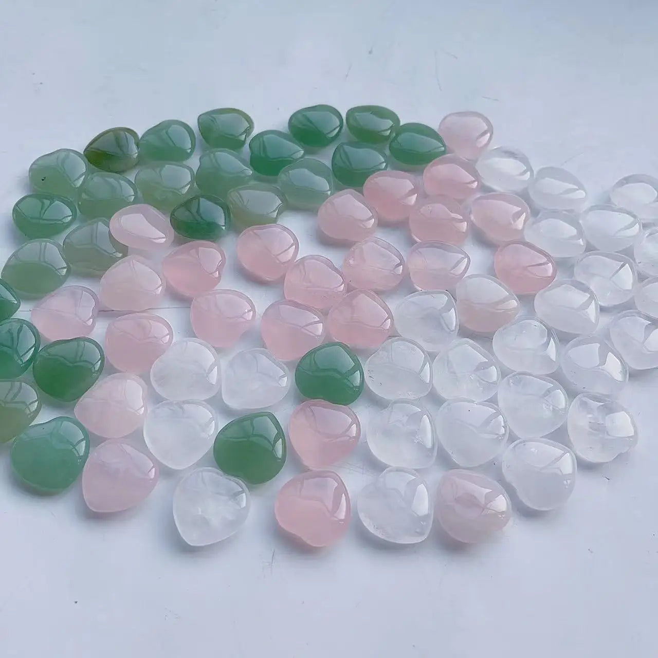 Hot Sale Natural  Healing Natural 2cm Mini Rose Quartz Heart Stones Polished Green Aventurine Crystal for Decoration