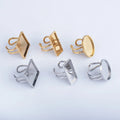 Gold Stainless Steel Adjustable Ring Round Square Oval Settings Blank Base Glass Cabochons Bezels Jewelry Making