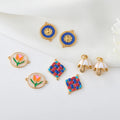 14K Gold Plated DIY Jewelry Enamel Charm Sunflower White Umbrella Flower Diamond Pendant Necklace Bracelet Making Accessories