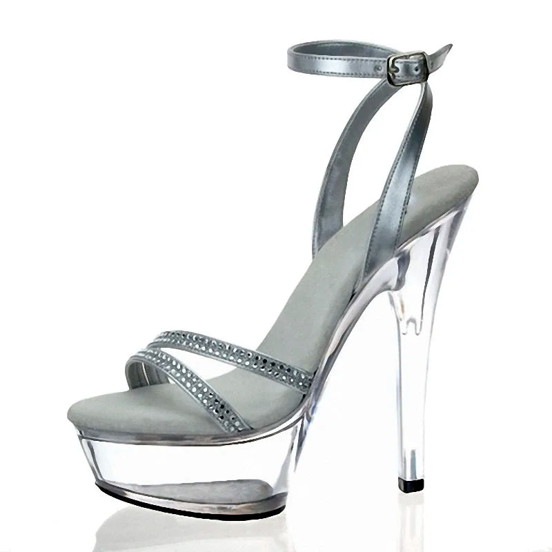 Thin Heel 15cm Crystal Platform Pole Dance High Heels Strippers Women's Party Fashion Sandals Non slip High Heels