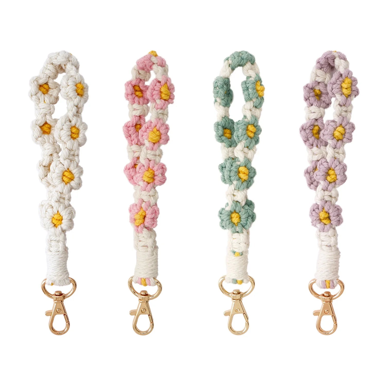 Modern Handmade Nylon Wristlet Keychain Lanyard with Macrame Design Eco-Friendly Durable Washable Lobster Claw ShinyFans Brand