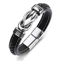 Punk New Black Brown Genuine Leather Love Knot Bracelet for Man Magnetic Clasp Leather Mens Bracelets