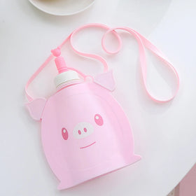 Cute Silicone Water Bottle for Kids with Strap