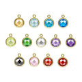 14K Gold Filled Birthstone Bezel Drop Charm 6MM Pendant AAA Zircon Charm for Necklace Earring DIY Jewelry Findings Accessories