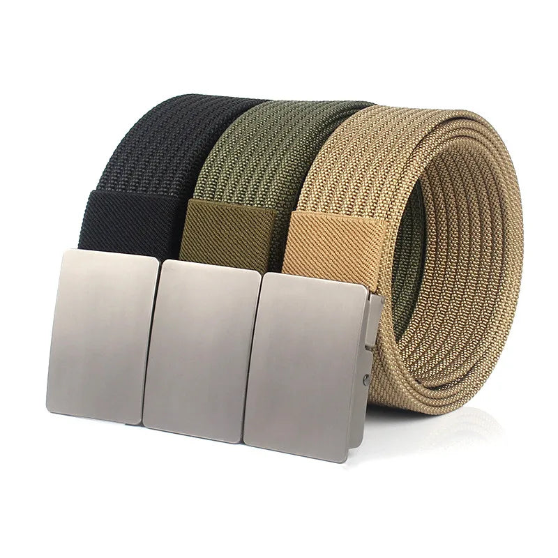 New Tactical Belt Men's Canvas Polyester Belt Outdoor Alloy Buckle Weaving Fabric Belt Wholesale LQbelt Factory