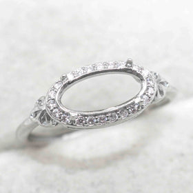 Sterling Silver 5*10mm Semi Mount Ring Empty Frame Blank Support S925 Base Setting Holder Without Center Stone for DIY Inlay
