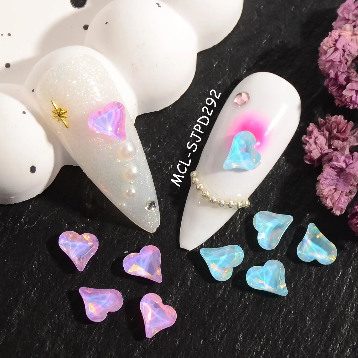 Cute Heart Decoration 3D Heart Nail Art Colorful Cute Nail Heart Charms