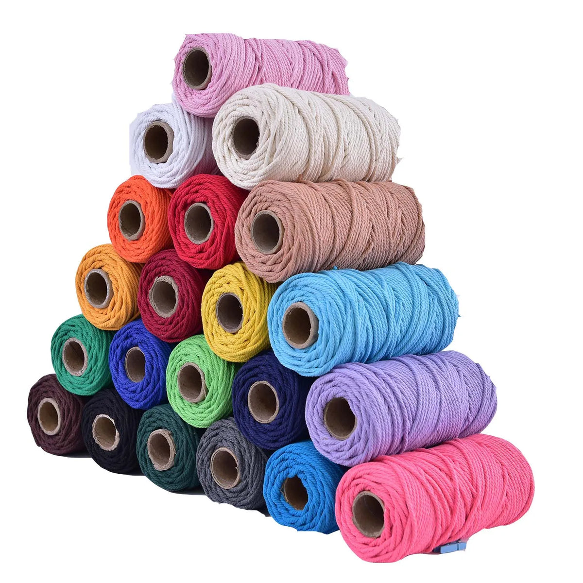 4mm 100m Multi-Color 4 Strands Twisted Cotton Macrame Cords for DIY Tapestry Packaging Ropes