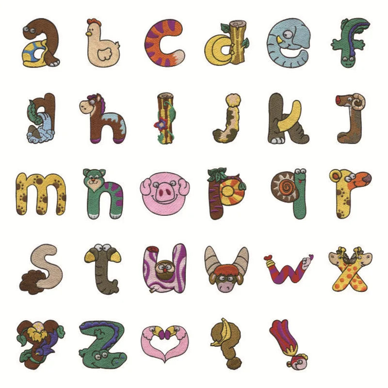 DIY Cute Animal Letters Embroidery Iron on Patch for Kid Customized Letters Embroidered Sticker Patch