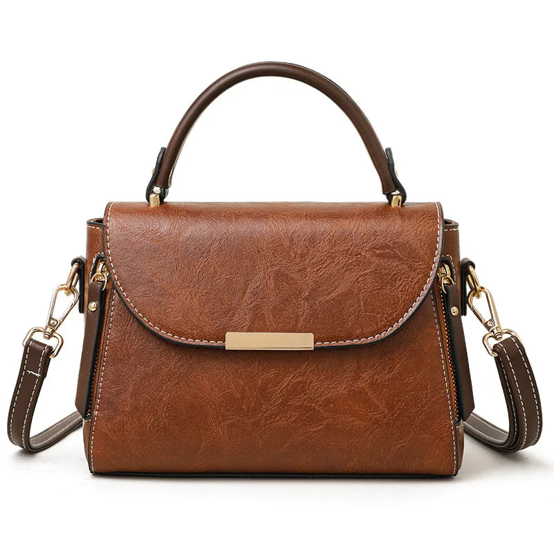 Women's Fashion Retro PU & Polyester Medium Square Crossbody Shoulder Bag Simple High-end