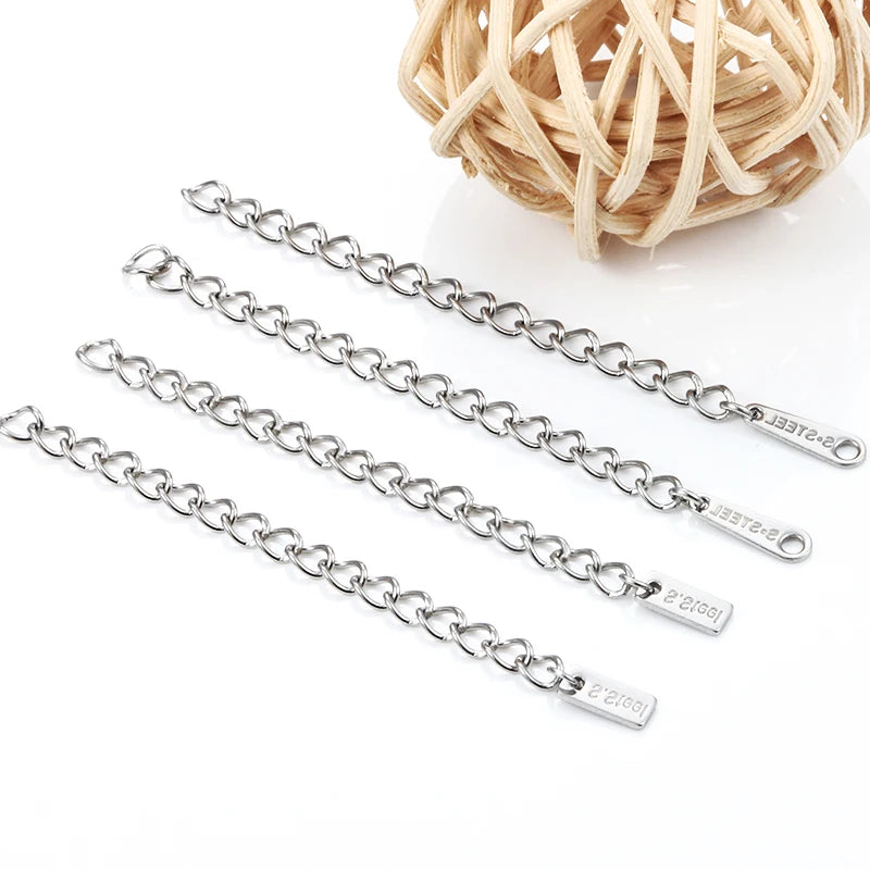OEM Engraved Logo Stainless Steel Extension Chain Short Chain Extensions for Jewelry Making Spacer Type Accessories