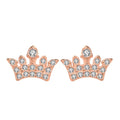 EC44 Women's Elegant 925 Sterling Silver Stud Earrings Gold Plated Zircon Crown Shape for Daily Wear Parties for Valentine's Day