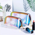 Holographic TPU Travel Organizer Large Capacity Waterproof Transparent Custom Zipper Pouch Letter Cosmetic Makeup Bag Shenzhen
