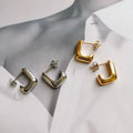High Square Chunky Mini Hoop Earrings U Shape Huggies 18K Gold Plated Earring Delicate Plain Minimalist Stainless Steel Jewelry