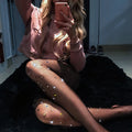 Shiny Diamond-Studded Woman's Nylon Fishnet Pantyhose Tights Sexy Transparent Knitted Hosiery