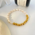 New Versatile Natural Freshwater Pearl Handmade Beaded Splicing Titanium Steel Gold-plated Bracelet Fashion Jewelry 2025