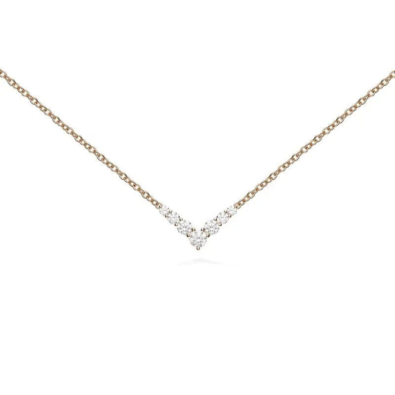 LOZRUNVE 925 Sterling Silver Delcate Cubic Zirconia V Shape Charm Necklace for Women
