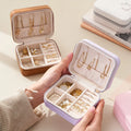 Wholesale Mini Velvet PU Leather Travel Jewelry Storage Case Personalized Portable Small Travelling Jewelry Box with Custom Logo