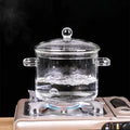 Modern Transparent Borosilicate Glass Soup Cooking Pot Glass Cover Heat Resistant Food Container for Gas Induction Ready