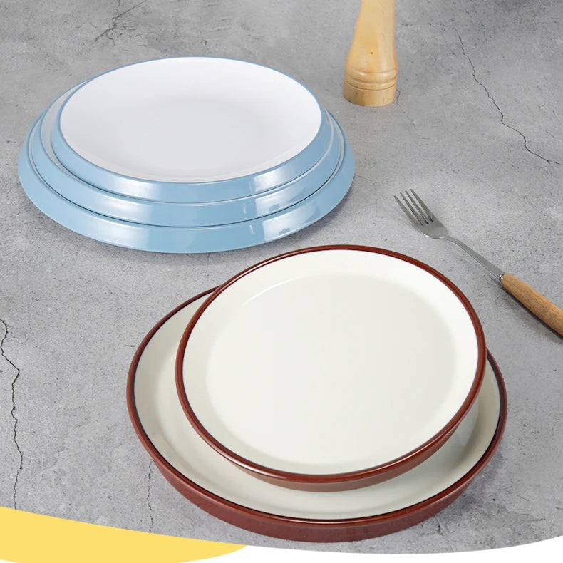 Flat Plate Melamine Hard Plastic Nice Plates Set Dinnerware for Wedding