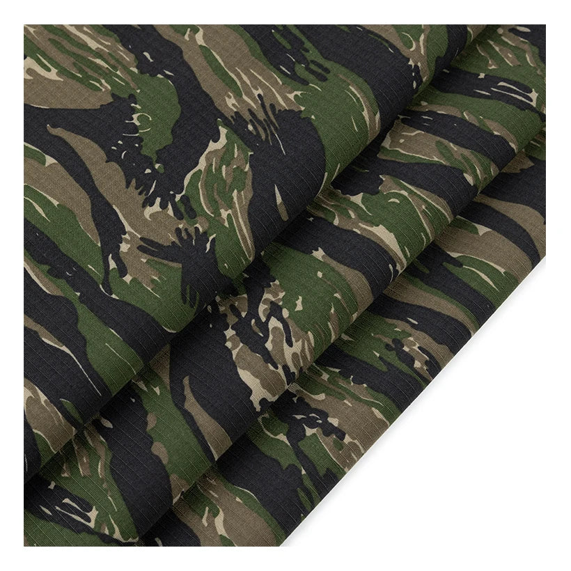 TC 65/35 Poly/Cotton Printed Tiger Stripe Anti-Tearing Camouflage Ripstop WR Fabric for Girls & Boys Uniform Garments