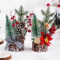 Kanlong 20CM Desktop Mini Christmas Tree Decoration Ornaments Christmas Tree Branch with Wooden Base