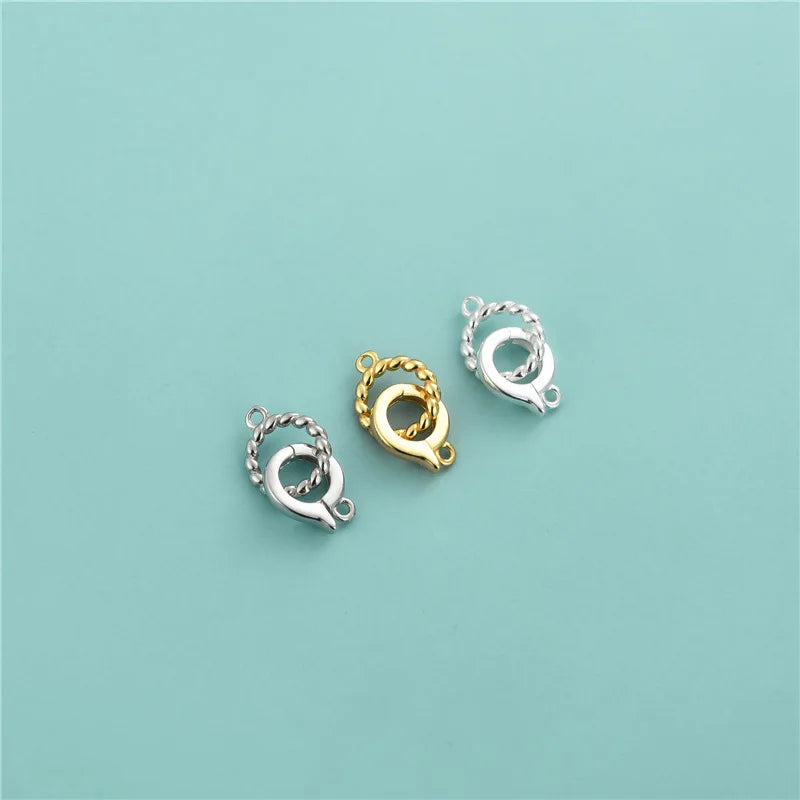 925 Sterling Silver Twist Double Ring Interlocking Connection Clasp for Jewelry Making Accessories Supplies