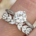 CAOSHI Fashion 2Pcs Set Wedding Ring for Exquisite Leaf Shaped Cubic Zirconia Imitated Rhodium/Gold Plated Finger CZ Rings Women
