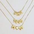 18k Gold Silver Brass Smooth Balloon Bubble Necklace DIY Name 26 Letter Number Pendant Necklace for Women