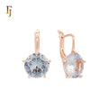 FJ Fallon Fashion Jewelry Gold Russian Lock Earrings Round Light Purple Four-Prong Minimalist Non-Tarnish Brass Based