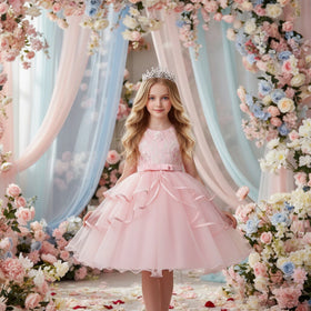 European Style Baby Girls Dress Fluffy Baby Girl Birthday Dresses Multi Layer pink Kid Prom Dresses for Girl 2-10 Year