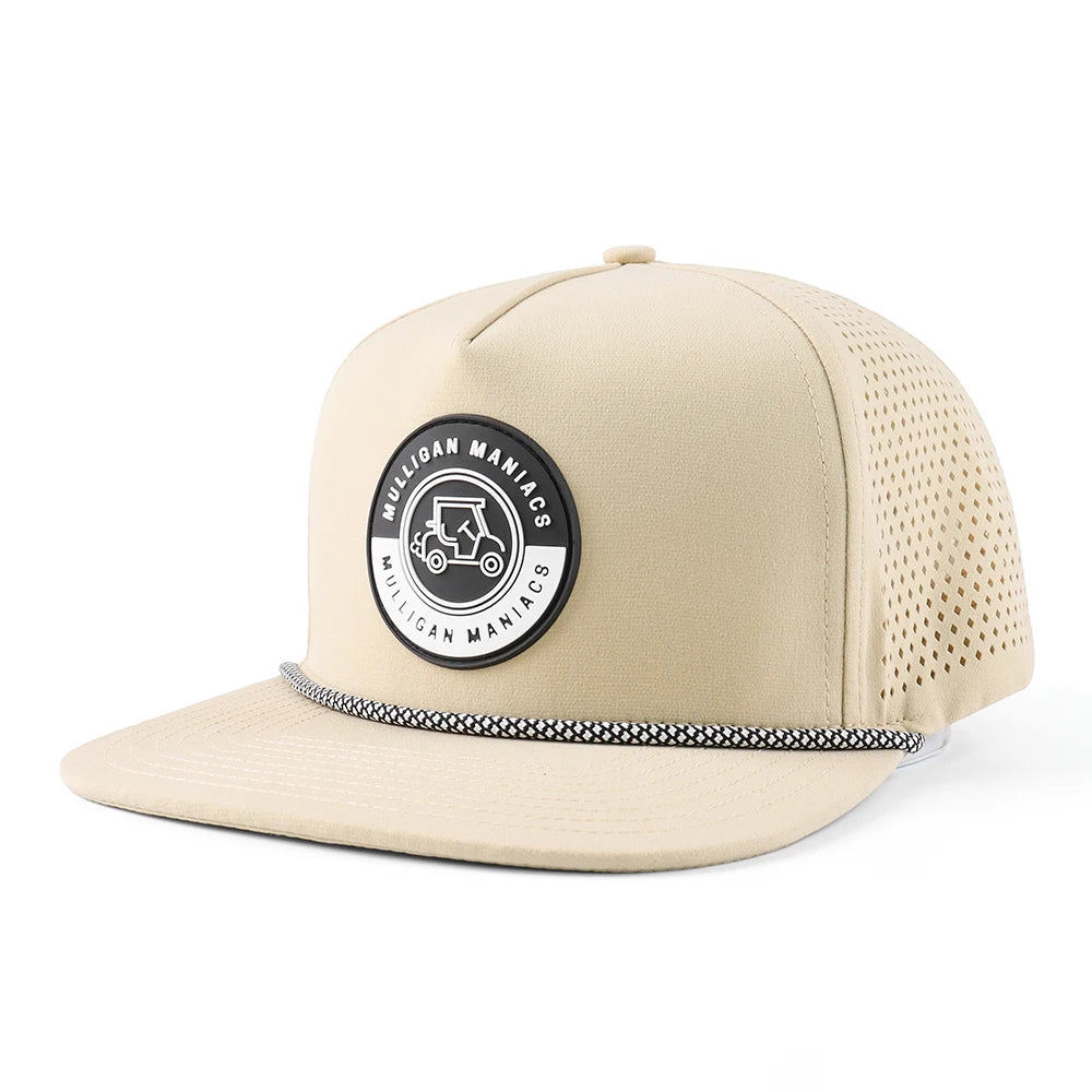 Custom 5-Panel Flat Brim Hip Hop Snapback Cap Fashionable PVC Patch Logo Laser Cut Leaf Waterproof Gorras for Performances