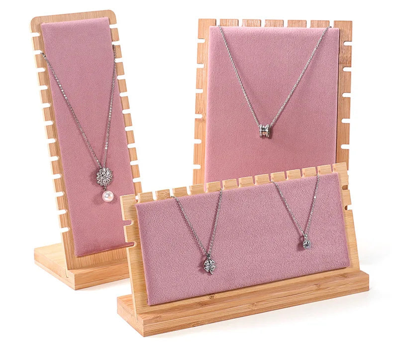 Fashion Velvet Pendant Bracelet Necklace Jewelry Display Stand Wooden Removable Design Custom Logo Factory Direct OEM Available