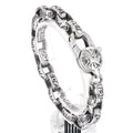 KALEN 230mm Men Punk Ancient Words Stainless Steel Oval Links Bracelet With Lobster Clasp