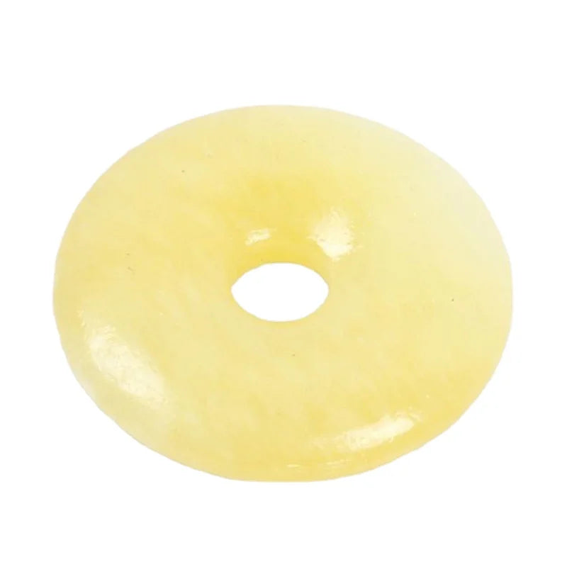 Gemstone Healing Fengshui Aragonite Yellow Jade Donuts Pendant for Jewelry Making