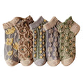 MIO Vintage Floral Socks Stretchy Cozy Women Cotton Ankle Socks Causal Breathable Low Cut Thin Ankle Crew Socks