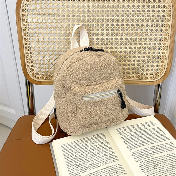2026 Blank Plain Color Personalised Custom Teddy Female Multi-function Corduroy Kids Backpack Manufacturer