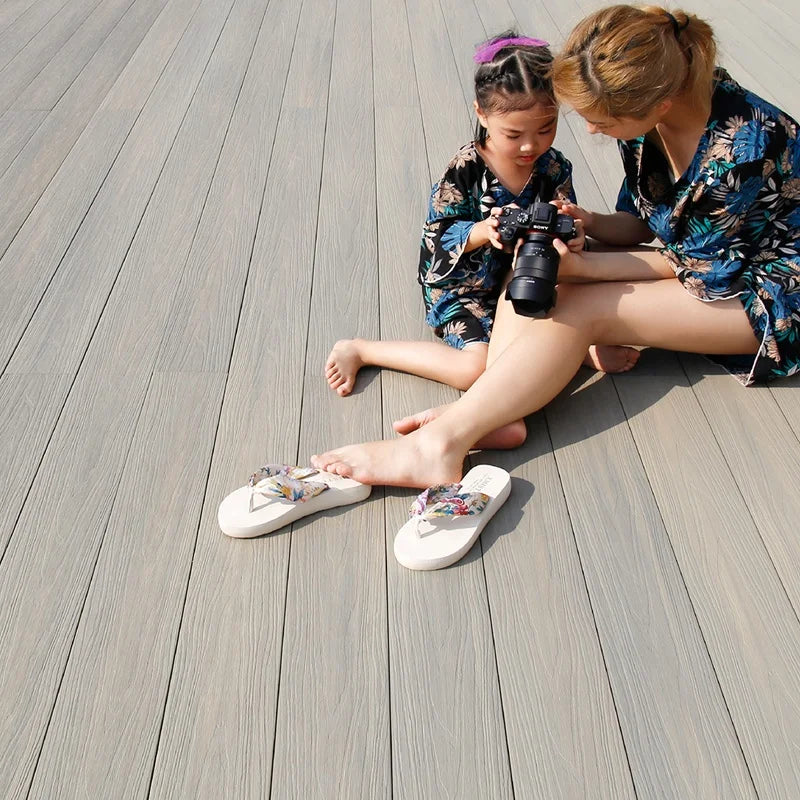 Linyuanwai Manufacture Easy Install Waterproof Fireproofing Decoration Outdoor Floor Wpc Tiles Co Extrusion