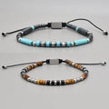 Tiger Eye Gemstone Beaded Bracelet Unisex Macrame Braided Bohemian Trendy Fashion Jewelry Daily Wear Adjustable Wholesale