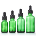 In Stock 5ml 10ml 15ml 20ml 30ml 50ml 100ml Green Essential Oil Glass Dropper Bottle With Black Cap