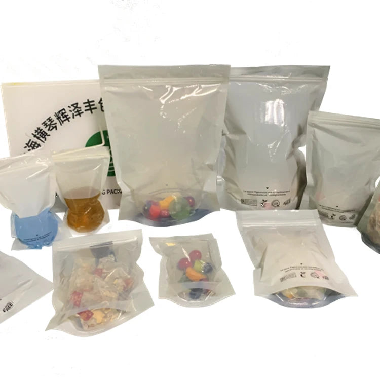 Compostable Biodegradable Semi-Transparent PLA Pouch Vacuum Lidding Film for Frozen Noodles Biodegradable Plastic Packaging