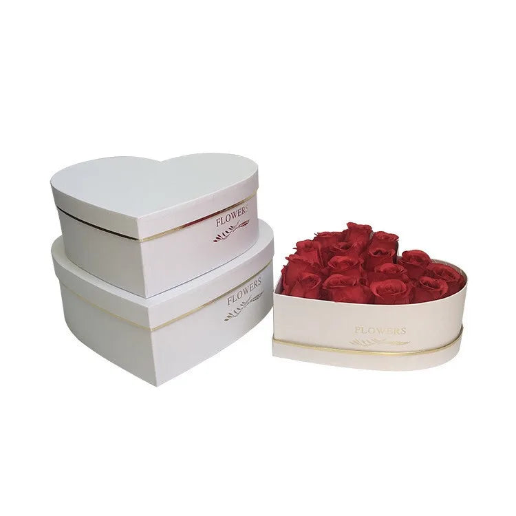 2024 Mother's Day Luxury Gift Packaging 3-piece Heart Shape Flower Box for Bouquets Flower for Valentine's Day Flower Box