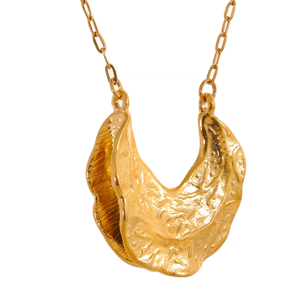 JINYOU 2054 Statement Stainless Steel Fashion Geometric Crescent Moon Pendant Necklace Women Gold Color Waterproof Charm Jewelry MegaBDM