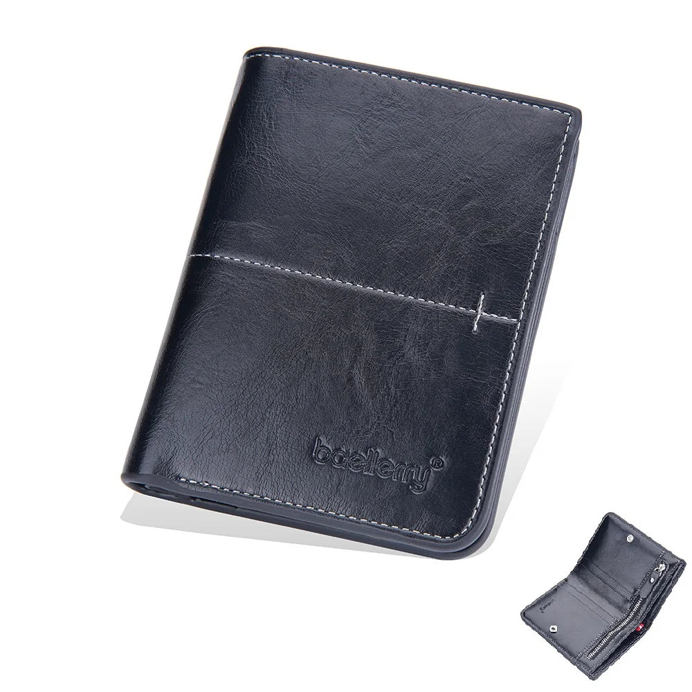 Baellerry 2023 New Fashion PU Leather Short Style Wallets for Men With ButtonMale Vertical Section Card Holder Case Wallet